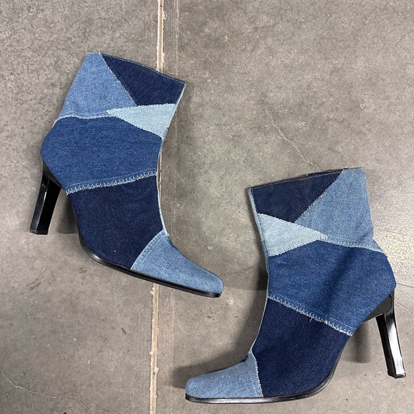 Mudd Blue Patchwork Heeled Boots - Picture 1 of 3